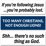 100's Of Hilarious Anti-Religious and Establishment Bumper Stickers!