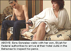 Ezra Gonzalez waits with her son, Elijah in the Bahamas for Federal Authorities to arrive