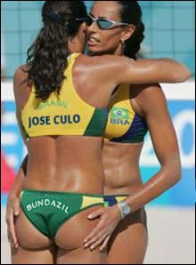 Volleyball Players in Sexually Promiscuous Embrace and Attire