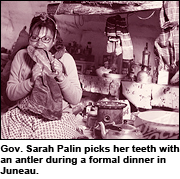 Sarah Palin Picking Her Teeth at a Formal Dinner Party