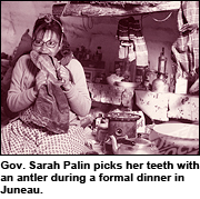Sarah Palin Picking Her Teeth at a Formal Dinner Party