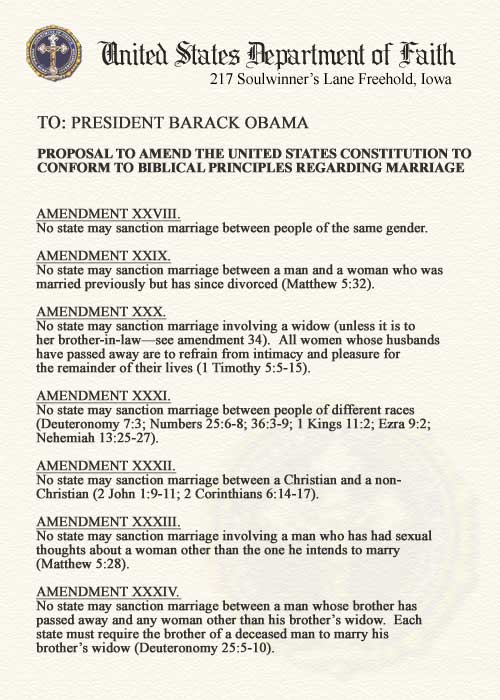 Proposal to Amend the Constitution to Halt Gay Marriage